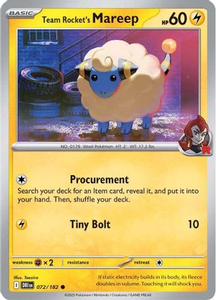 Team Rocket's Mareep (072/182) [Scarlet & Violet: Destined Rivals] Reverse Holofoil