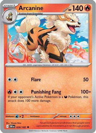 Arcanine (028/182) [Scarlet & Violet: Destined Rivals] Reverse Holofoil