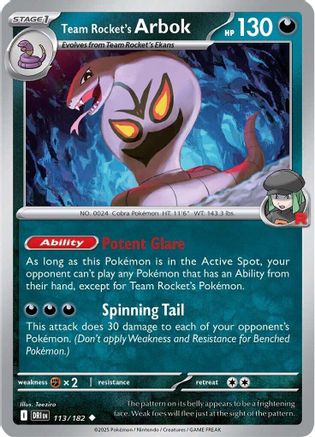 Team Rocket's Arbok (113/182) [Scarlet & Violet: Destined Rivals] Reverse Holofoil