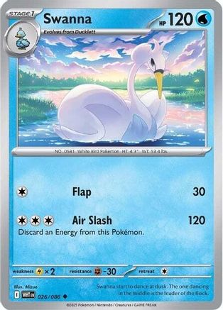 Swanna 023/086  - Reverse Holofoil SV White Flare - Uncommon