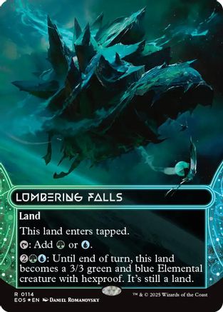 Lumbering Falls (0114) (Borderless) (Galaxy Foil)  [Edge of Eternities: Stellar Sights] Foil
