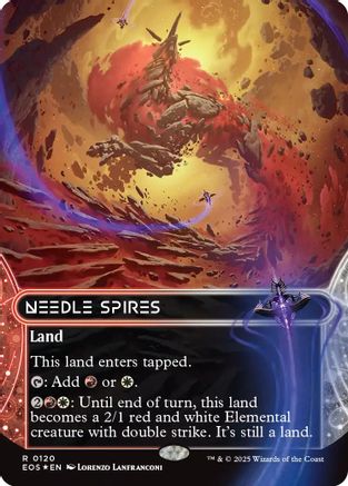 Needle Spires (0120) (Borderless) (Galaxy Foil)  [Edge of Eternities: Stellar Sights] Foil