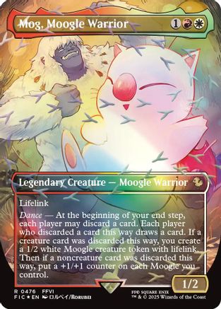 Mog, Moogle Warrior (Borderless) (Chocobo Track Foil)  [Commander: FINAL FANTASY] Foil