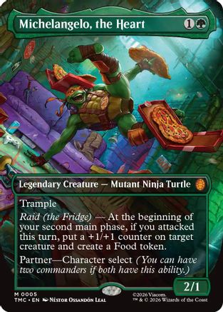 Michelangelo, the Heart (0005) (Borderless)  [Commander: Teenage Mutant Ninja Turtles]