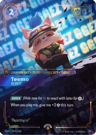 Teemo - Scout (GG EZ) (197b/298) - Riftbound - [Riftbound Organized Play Promotional Cards] Foil