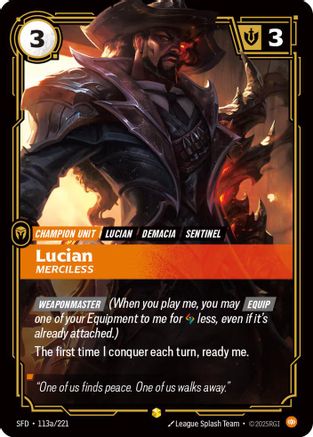 Lucian - Merciless (Alternate Art) (113a/221) - Riftbound - [Spiritforged] Foil