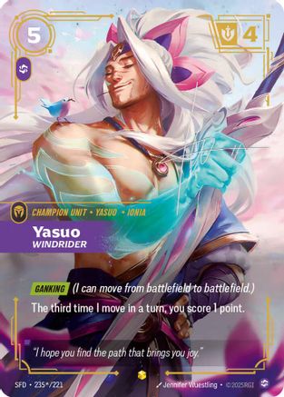 Yasuo - Windrider (Signature) (235*/221) - Riftbound - [Spiritforged] Foil