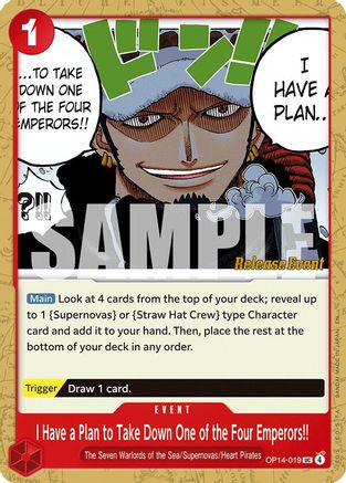 I Have a Plan to Take Down One of the Four Emperors!! (OP14-019) - [The Azure Sea's Seven Release Event Cards]
