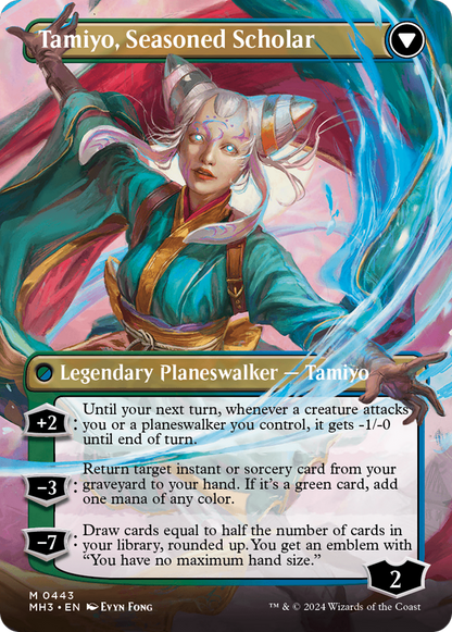 Tamiyo, Inquisitive Student // Tamiyo, Seasoned Scholar (Borderless) [Modern Horizons 3] Foil