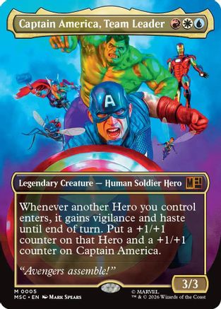 Captain America, Team Leader (Borderless)  [Commander: Marvel Super Heroes] Foil