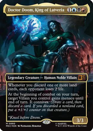 Doctor Doom, King of Latveria (Borderless) (Surge Foil)  [Commander: Marvel Super Heroes] Foil