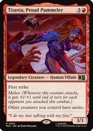 Titania, Proud Pummeler (Surge Foil)  [Commander: Marvel Super Heroes] Foil