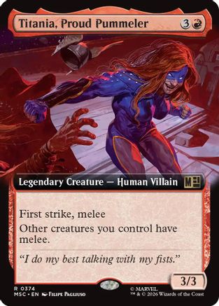 Titania, Proud Pummeler (Extended Art)  [Commander: Marvel Super Heroes] Foil