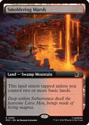 Smoldering Marsh (Extended Art)  [Commander: Marvel Super Heroes] Foil