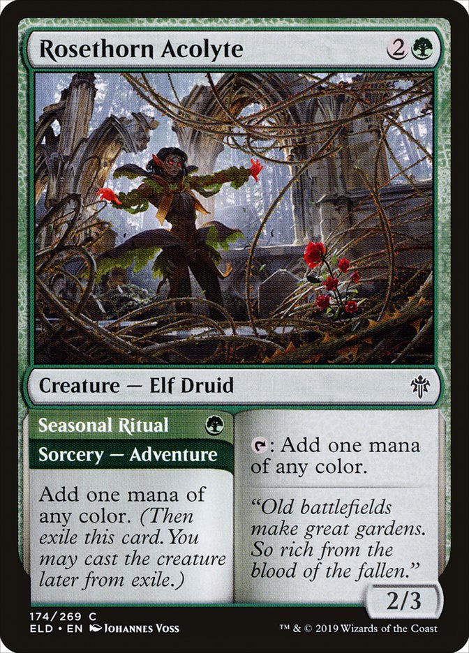 Rosethorn Acolyte // Seasonal Ritual [Throne of Eldraine] Foil