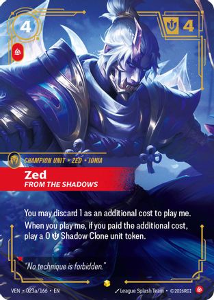 Zed, From the Shadows (Alternate Art) (023a/166) - Riftbound - [Vendetta] Foil