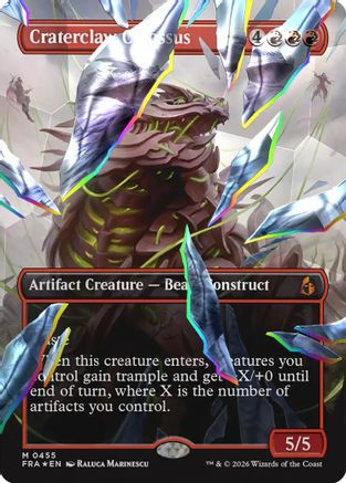 Craterclaw Colossus (Borderless) (Facet Foil)  [Reality Fracture] Foil