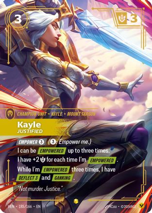 Kayle, Justified (Overnumbered) (185/166) - Riftbound - [Vendetta] Foil