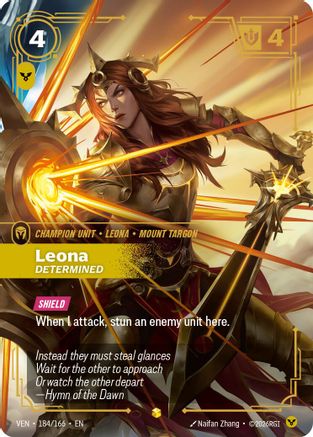 Leona - Determined (Overnumbered) (184/166) - Riftbound - [Vendetta] Foil