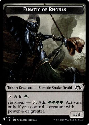 Fanatic of Rhonas // Elemental Double-Sided Token  [The List Reprints]