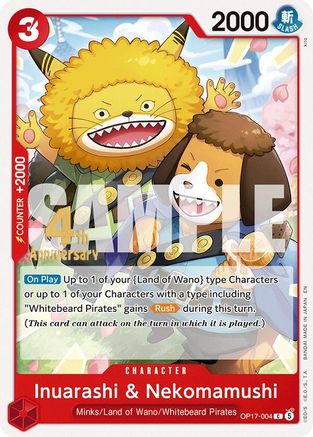 Inuarashi & Nekomamushi (OP17-004) - [The World's Strongest Warriors Release Event Cards]