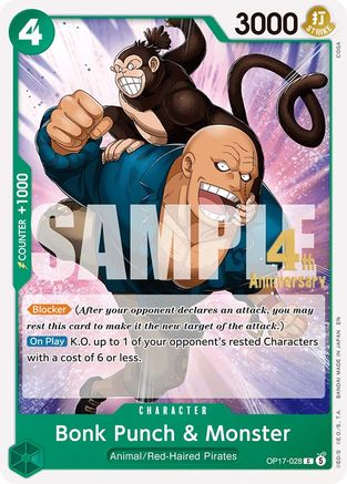 Bonk Punch & Monster (OP17-028) - [The World's Strongest Warriors Release Event Cards]