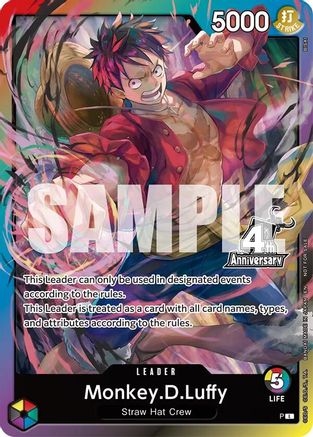 Monkey.D.Luffy (4th Anniversary Leader Card) - [One Piece Promotion Cards] Foil