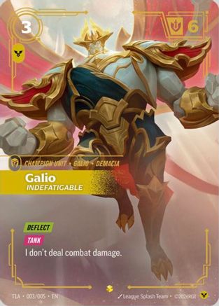 Galio, Indefatigable (T1 Worlds Champion Player Bundle) (T1A 003/005) - Riftbound - [Riftbound Promotional Cards] Foil