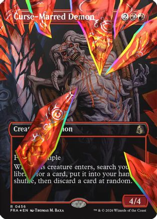 Curse-Marred Demon (Borderless) (Facet Foil)  [Reality Fracture] Foil