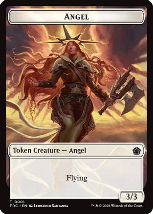 Angel (0001) // Angel (0002) Double-Sided Token  [Commander: Foundations]