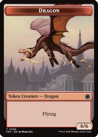 Dragon (0009) // Treasure Double-Sided Token  [Commander: Foundations]