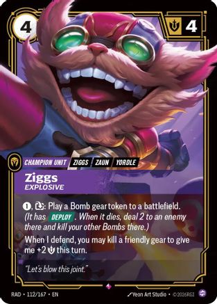 Ziggs, Explosive (112/167) - Riftbound - [Radiance] Foil