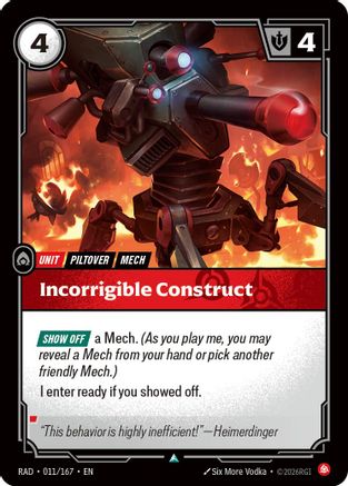Incorrigible Construct (011/167) - Riftbound - [Radiance]