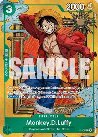 Monkey.D.Luffy (P-108) (Mini Case Set Vol. 3 Sunohara Artwork) (P-108) - [One Piece Promotion Cards] Foil