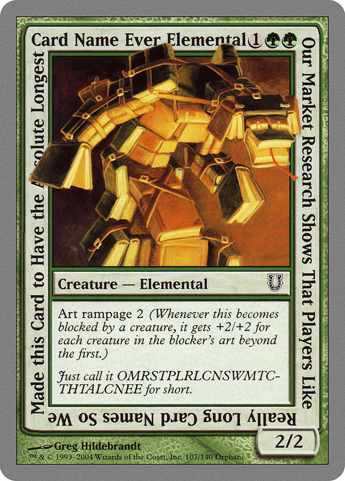 Our Market Research Shows That Players Like Really Long Card Names So We Made this Card to Have the Absolute Longest Card Name Ever Elemental [Unhinged] Foil