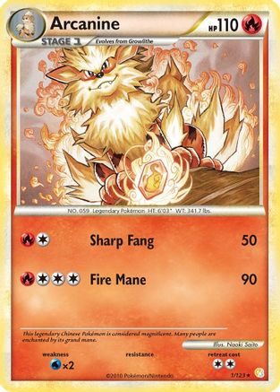 Arcanine (1/123) [HeartGold & SoulSilver: Base Set] Reverse Holofoil