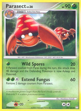 Parasect (58/123) [Diamond & Pearl: Mysterious Treasures] Reverse Holofoil
