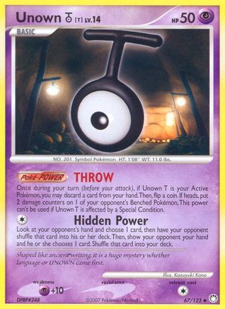Unown T (67/123) [Diamond & Pearl: Mysterious Treasures] Reverse Holofoil