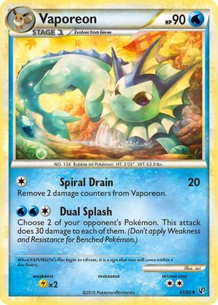 Vaporeon (41/90) [HeartGold & SoulSilver: Undaunted] Reverse Holofoil
