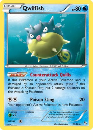 Qwilfish (21/106) [XY: Flashfire] Reverse Holofoil