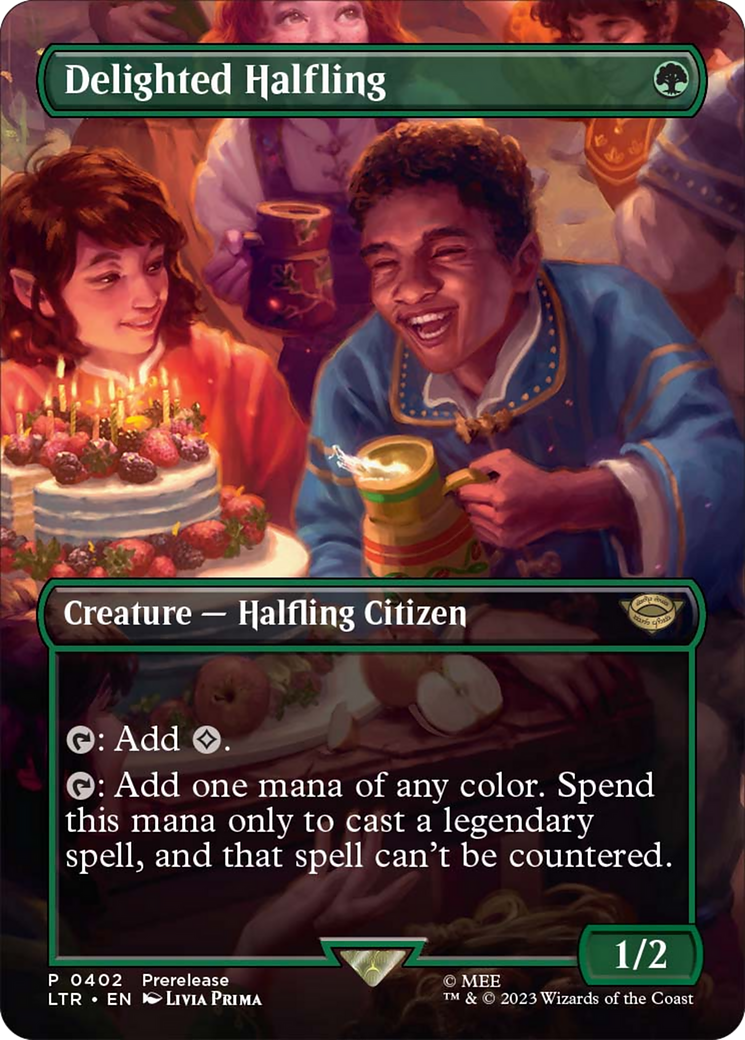 Delighted Halfling (Borderless Alternate Art) [The Lord of the Rings: Tales of Middle-Earth] Foil