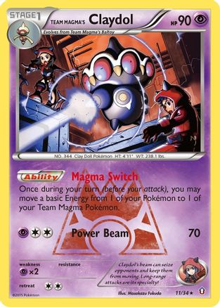 Team Magma's Claydol (11/34) [XY: Double Crisis] Reverse Holofoil