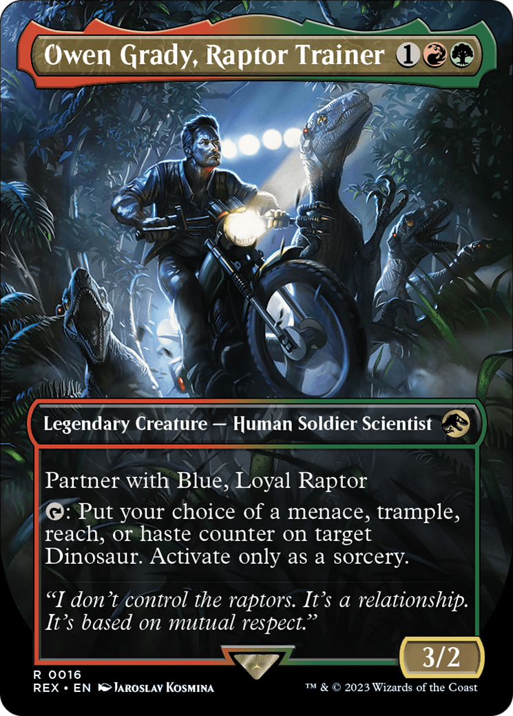 Owen Grady, Raptor Trainer (Borderless) [Jurassic World Collection] Foil