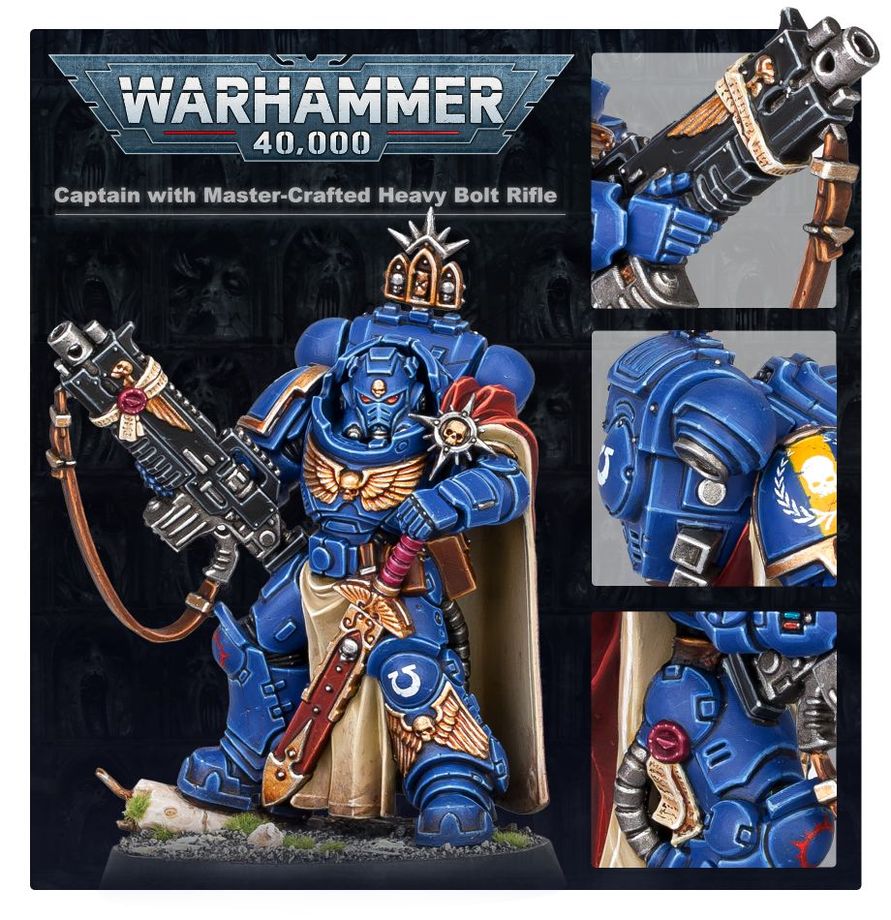 48-48 Space Marines: Captain in Gravis Armour with Master-Crafted Bolt Rifle