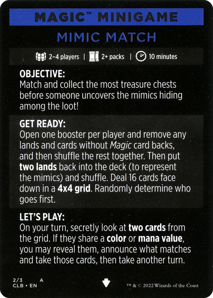 Mimic Match // Mimic Match (cont'd)  [Commander Legends: Battle for Baldur's Gate Minigames]