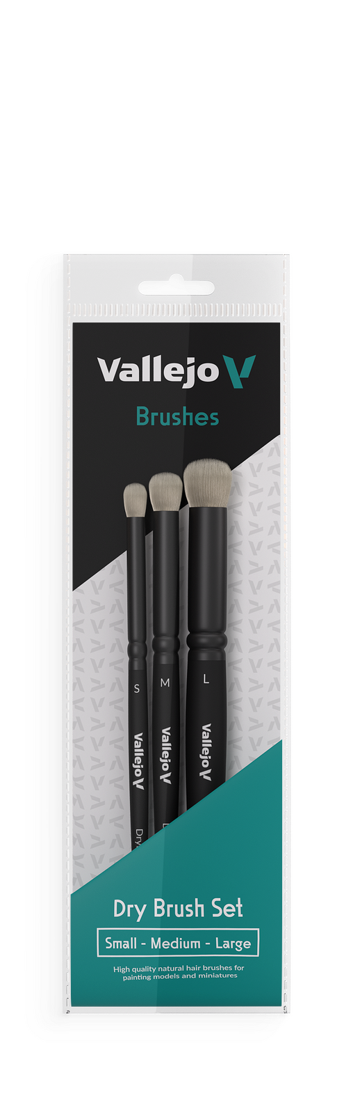 Vallejo - Brushes - Dry Brush - Natural Hair Dry Brush Set (S, M, L)