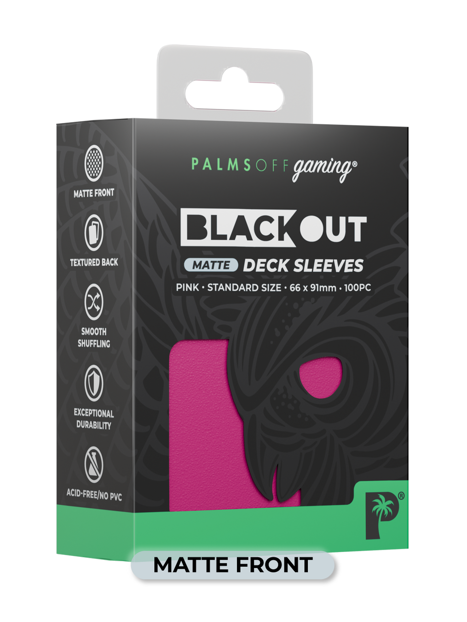 Palms Off Gaming Blackout Deck Sleeves 100pc Pink