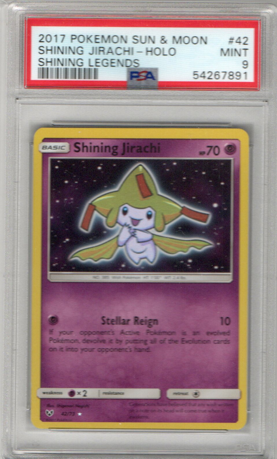 Shining Jirachi Holo Shining Legends #42 PSA 9
