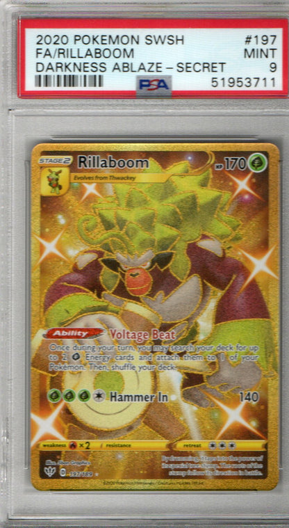 Rillaboom Darkness Ablaze #197 PSA 9