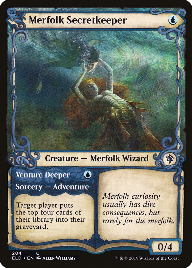 Merfolk Secretkeeper // Venture Deeper (Showcase) [Throne of Eldraine] Foil